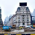 The construction site in the middle of the crossroad